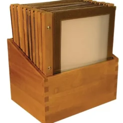 20 protège menu A4 cadre en bois avec boîte en bois - Securit