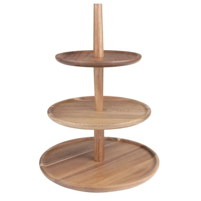 Présentoir en Acacia 3 Niveaux 305(Ø) x 395(H) mm - Olympia