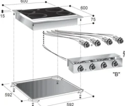 Réchaud en Céramique Drop-In - 4 Zones de Cuisson - Combisteel