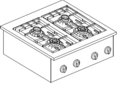 Réchaud à Gaz Drop-In - 4 Feux 3,5 kW - Combisteel