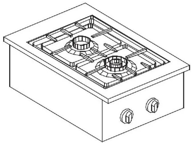 Réchaud à Gaz Drop-In - 2 Feux 3,5 kW et 5,5 kW - Combisteel
