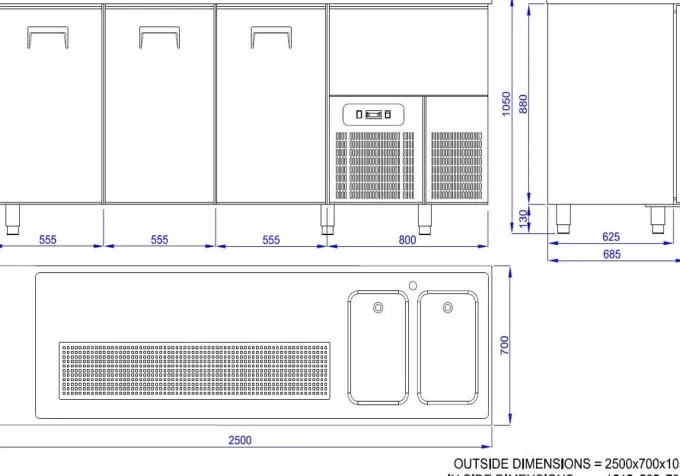 Refroidisseur de Bière Avec Evier - 3 Portes - 2R - Combisteel