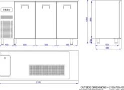 Refroidisseur de Bière Avec Evier - 3 Portes - 2R - Combisteel