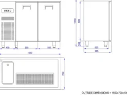 Refroidisseur de Bière - 2 Portes - Avec Evier Droit - Combisteel