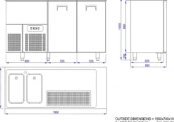 Refroidisseur de Boissons - 2 Portes - Evier Gauche - Combisteel