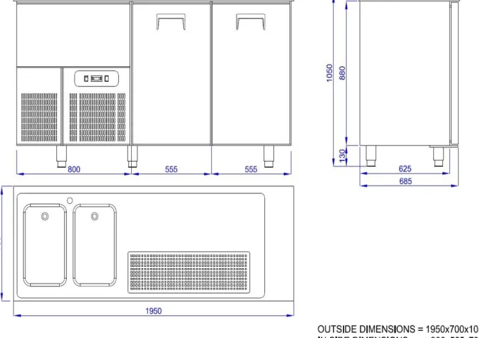 Refroidisseur de Boissons - 2 Portes - Evier Gauche - Combisteel