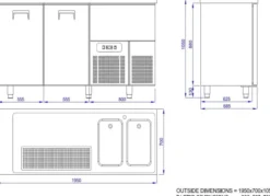 Refroidisseur de Boissons - 2 Portes - Evier Gauche - Combisteel