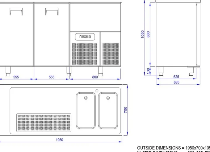 Refroidisseur de Boissons - 2 Portes - Evier Gauche - Combisteel