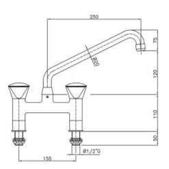 Robinet avec mélangeur 2 trous - Combisteel