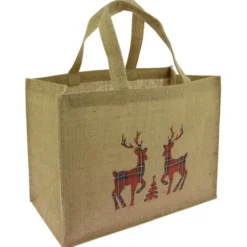 Sac Cabas Jute Décor Cerfs 36X19 Lot de 50 - Créapak