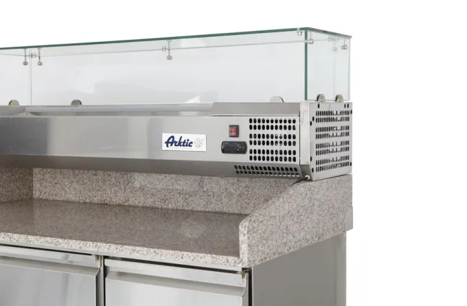 Saladette pizza 3 portes avec vitrine réfrigérée 380+40L Arktic - Hendi
