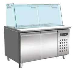Saladette Réfrigérée avec 2 Portes et Vitrine - 3 Bacs GN 1/1 et 3 Bacs GN 1/6 - Combisteel