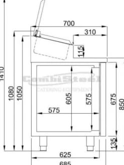 Saladette réfrigérée compacte 3 portes - 10 x GN 1/3 - Combisteel