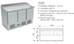 Saladette Réfrigérée - 425 L - 3 portes - Avec groupe logé - Nosem