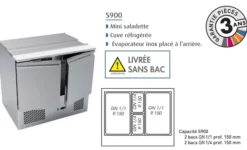 Saladette Réfrigérée Positive 257 L - 2 Portes - Avec Groupe Logé - Nosem