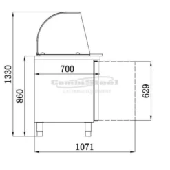 Saladette réfrigérée vitrée - 3 portes - Combisteel