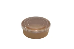 Saladier rond en carton kraft + couvercle anti-buée en PET 1000 ml - 250 unités - Betik