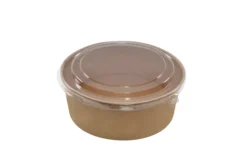 Saladier rond en carton kraft + couvercle anti-buée en PET 1300 ml - 250 unités - Betik