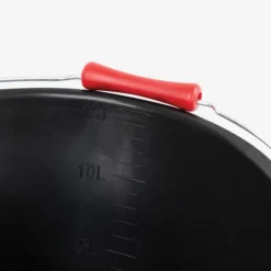 Seau rond éco-durable 15 L - noir anse métal poignée ergonomique rouge - Gilac