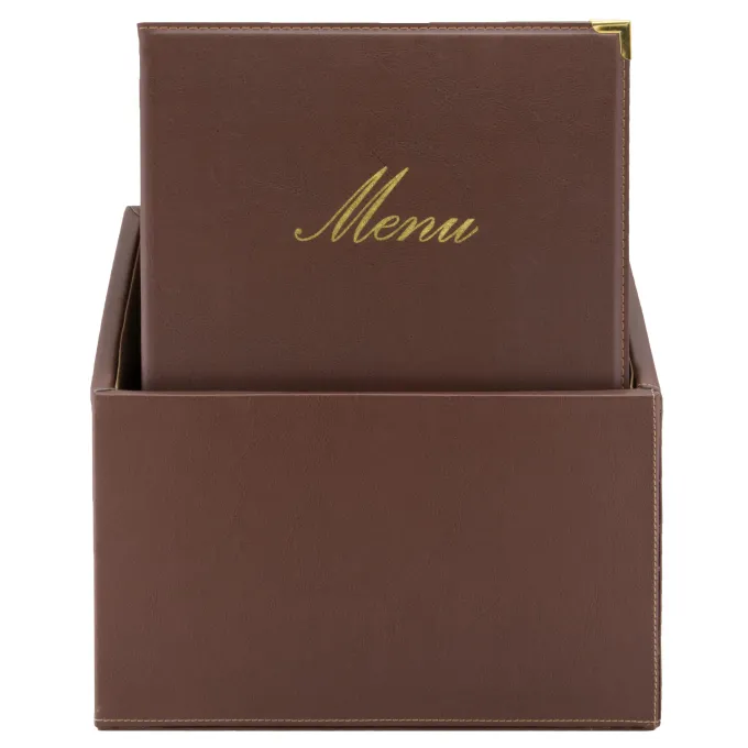 SecuritCarte Menus simili cuir de la gamme Classique A4 (x20) plus BOX, 1 double insert inclus avec chaque menu (présente 4 pages A4) - Securit