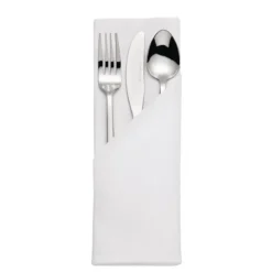Serviette Blanche en Coton Bande de Satin 550 x 550 mm Lot de 10 - Mitre
