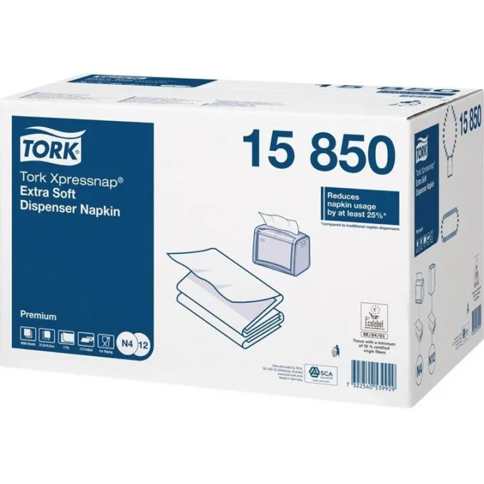 Serviette blanche pour distributeur Tork DB465 - Carton de 8000 pièces