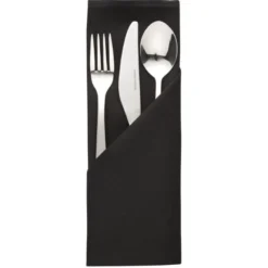 Serviette Noire en Polyester 510 x 510 mm Lot de 10 - Mitre