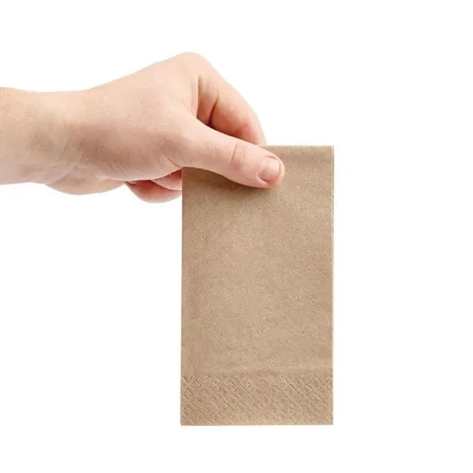 Serviettes Snacking Recyclées 2 Plis Pliage 1/8 Recyclable 330 mm Kraft - Lot de 2000 - Fiesta