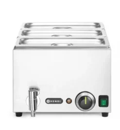 Set Bain-marie avec robinet de vidange HENDI RANGER + 3 x bac GN 1/3 avec couvercle, GN 1/1, 230V/1000W, 605x332x(H)242mm - Hendi