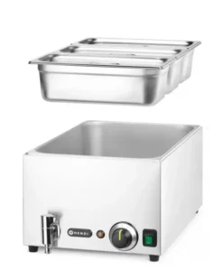 Set Bain-marie avec robinet de vidange HENDI RANGER + 3 x bac GN 1/3 avec couvercle, GN 1/1, 230V/1000W, 605x332x(H)242mm - Hendi