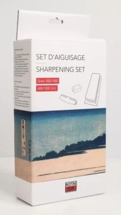 Set d'aiguisage : Pierre à Eau Grain 400/1000, Socle Antidérapant, Aplanisseur de Pierre et Guide d'Angle à 15 Degrés - Kotai