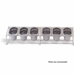 Set Support Inox et 4 Bacs GN 1/6 - H 100 mm - Pujadas