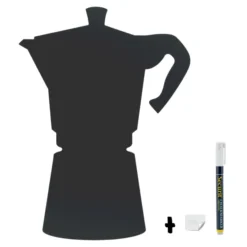 Silhouette Ardoise ''Cafetière'' - Feutre-craie inclus et kit velcro pour accroche murale- 30x50cm - Securit