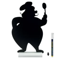 Silhouette ardoise ''chef'' - socle en aluminium - Feutre-craie inclus - Securit
