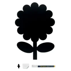 Silhouette ardoise ''fleur'' - Feutre-craie inclus et kit velcro pour accrochage mural - 30x50cm - Securit