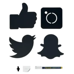 Silhouette Ardoise ''réseaux sociaux'' (Facebook, Instagram, Twitter & Snap chat) - feutre-craie inclus - 30x50cm - Securit