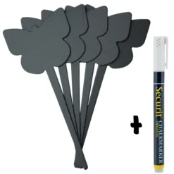 Silhouette Papillon ardoise tags - lot de 5 + feutre-craie - Securit