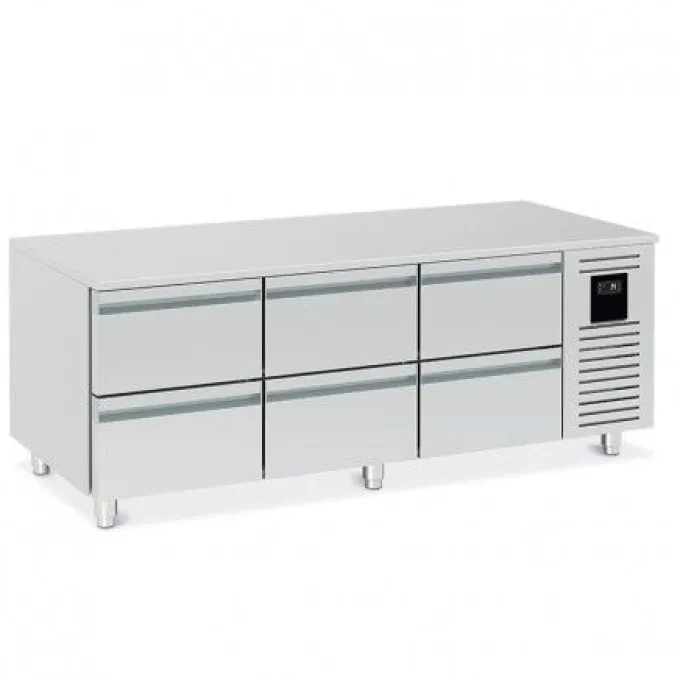 Soubassement Réfrigéré Positif 6 Demi Tiroirs - 150 L - Nosem