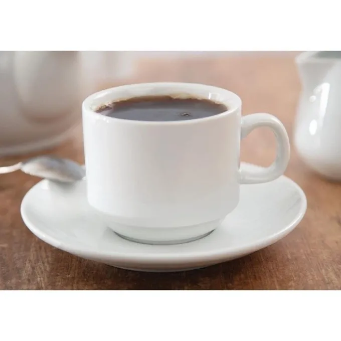 Soucoupes empilables blanches pour tasses CB467 Olympia - Lot de 12
