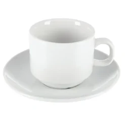 Soucoupes empilables blanches pour tasses CB467 Olympia - Lot de 12