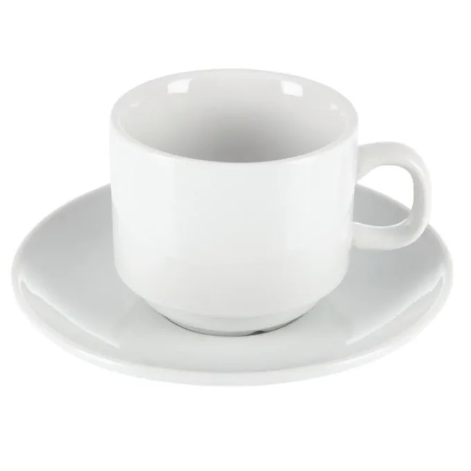 Soucoupes empilables blanches pour tasses CB467 Olympia - Lot de 12