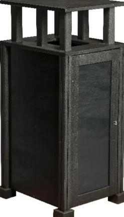 Station de Tri Sélectif en Matière Recyclée - 1 Flux avec Toit - Noir Carbone - Probbax