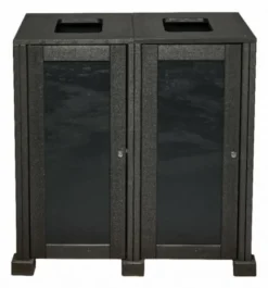 Station de Tri Sélectif en Matière Recyclée - 2 Flux - Noir Carbone - Probbax