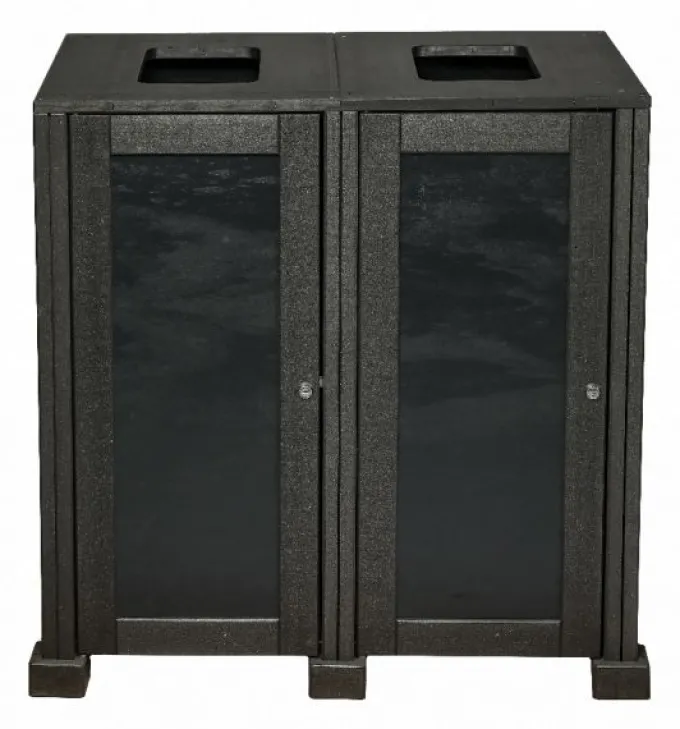 Station de Tri Sélectif en Matière Recyclée - 2 Flux - Noir Carbone - Probbax