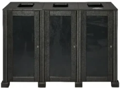 Station de Tri Sélectif en Matière Recyclée - 3 Flux - Noir Carbone - Probbax