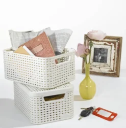 STYLE Set de 3 boîtes de rangement avec couvercle S - Beige - Veba