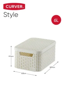 STYLE Set de 3 boîtes de rangement avec couvercle S - Beige - Veba
