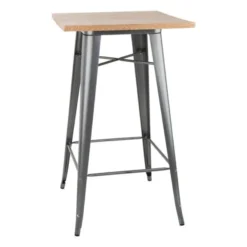 Table de Bar Grise avec Plateau en Bois - Bolero Bistro
