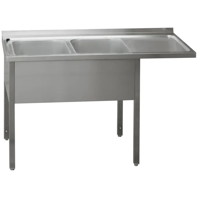 Table de lavage 150x70x90 - 2x évier 40x50x30 égouttoir droit MSDOP/M 7015 - Redfox