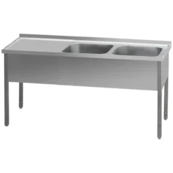 Table de lavage 160x60x90 - 2x évier 40x50x30 égouttoir gauche MSDOL 6016 - Redfox